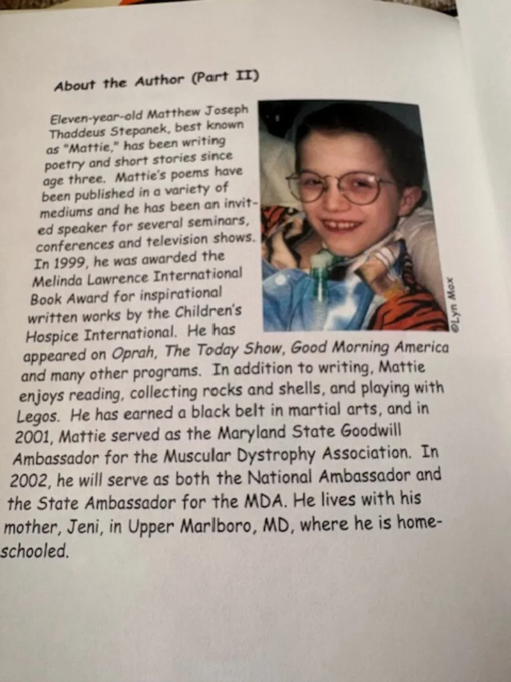 New Journey Through Heartsongs Book. By Mattie J.T. Stepanek